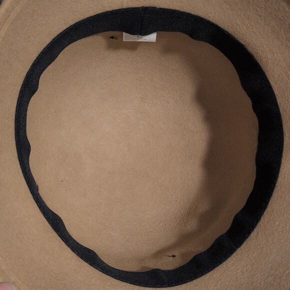 Elegant Tan Cloche Hat with Black Ribbon Rosette Wool Fedora Black Church Hat - Picture 4 of 8